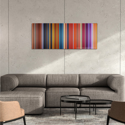 Brother Bear color palette canvas on a concrete wall above a gray sectional sofa