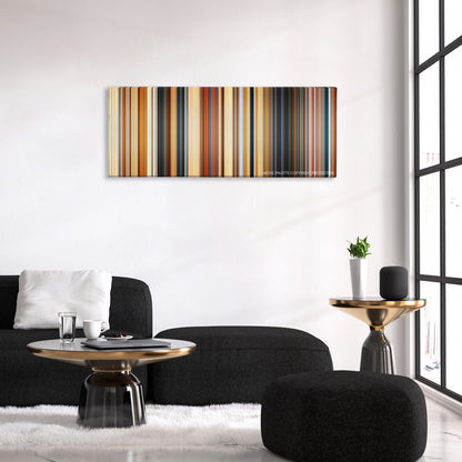 Paddington 2 color palette canvas above a black sofa with a gold-topped table