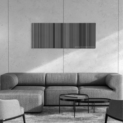 Casablanca color palette canvas on a concrete wall above a gray sectional sofa