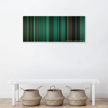 The Ring color palette canvas above a white bench with three woven baskets