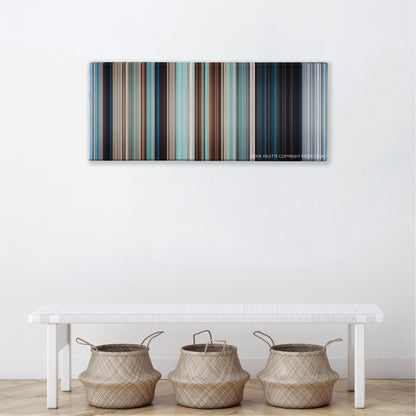 Free Willy color palette canvas above a white bench with three woven baskets