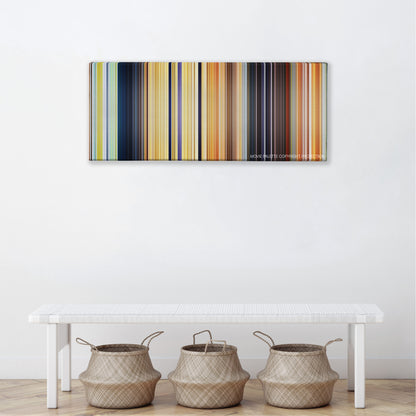 Spirit: Stallion of the Cimarron color palette canvas above a white bench with three woven baskets