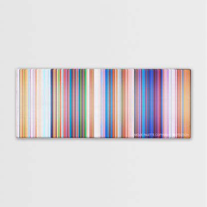 The Grinch color palette canvas print: thousands of thin vertical stripes of color