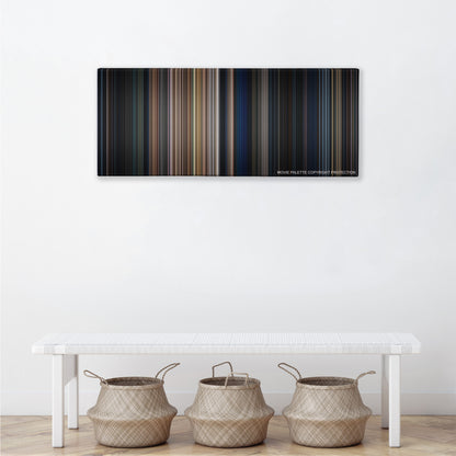 The Expendables color palette canvas above a white bench with three woven baskets
