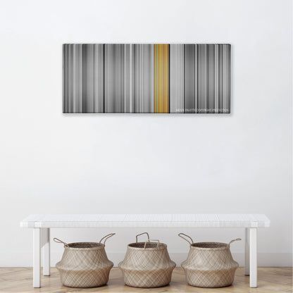Clerks color palette canvas above a white bench with three woven baskets