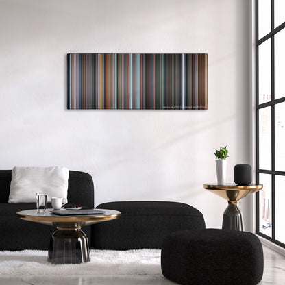 Fantastic 4: Rise of the Silver Surfer color palette canvas above a black sofa with a gold-topped table