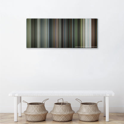 Shooter color palette canvas above a white bench with three woven baskets