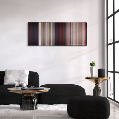 2 Fast 2 Furious color palette canvas above a black sofa with a gold-topped table