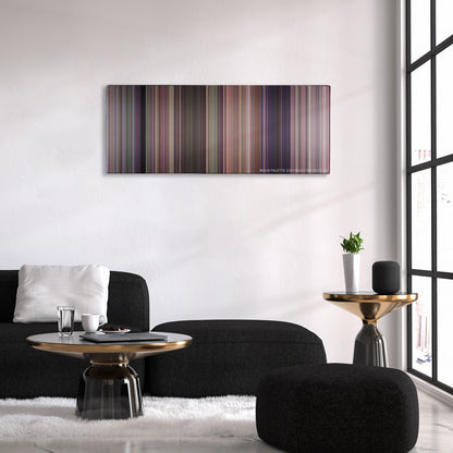 Meet the Fockers color palette canvas above a black sofa with a gold-topped table