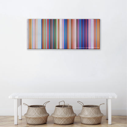 The Grinch color palette canvas above a white bench with three woven baskets
