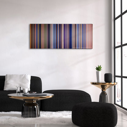 The Patriot color palette canvas above a black sofa with a gold-topped table