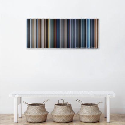 A.I. Artificial Intelligence color palette canvas above a white bench with three woven baskets