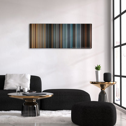 The A-Team color palette canvas above a black sofa with a gold-topped table