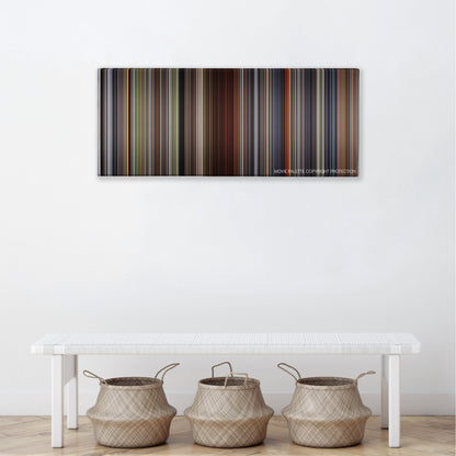 The Color Purple color palette canvas above a white bench with three woven baskets