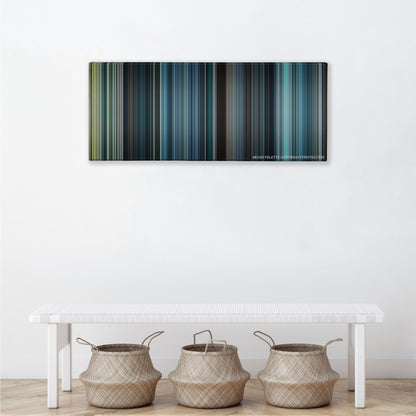 The Expendables 2 color palette canvas above a white bench with three woven baskets