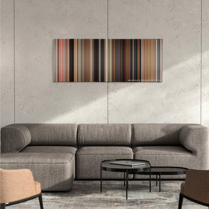 Knight and Day color palette canvas on a concrete wall above a gray sectional sofa
