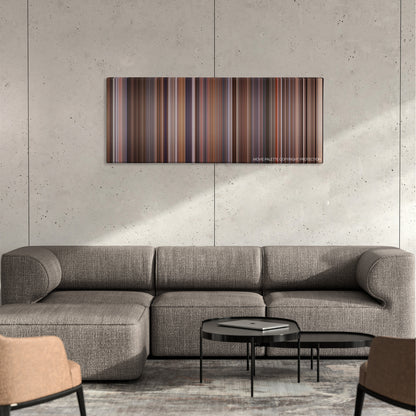 The First Wives Club color palette canvas on a concrete wall above a gray sectional sofa