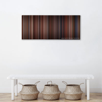 The American President color palette canvas above a white bench with three woven baskets