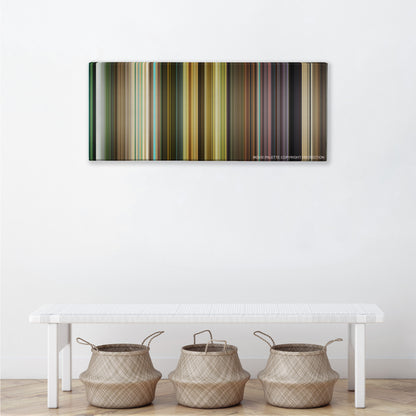 The Hangover Part III color palette canvas above a white bench with three woven baskets