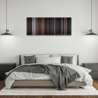 Friday the 13th Part VIII: Jason Takes Manhattan color palette canvas above a bed, between two black pendant lamps