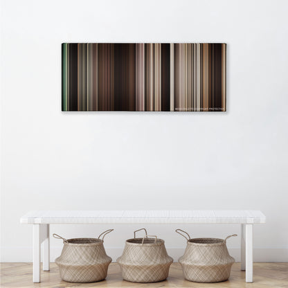 The Book of Eli color palette canvas above a white bench with three woven baskets