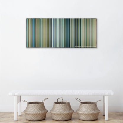 Transformers: Age of Extinction color palette canvas above a white bench with three woven baskets