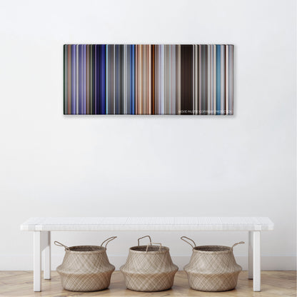 Solaris color palette canvas above a white bench with three woven baskets