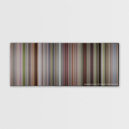 A Simple Favor color palette canvas print: thousands of thin vertical stripes of color