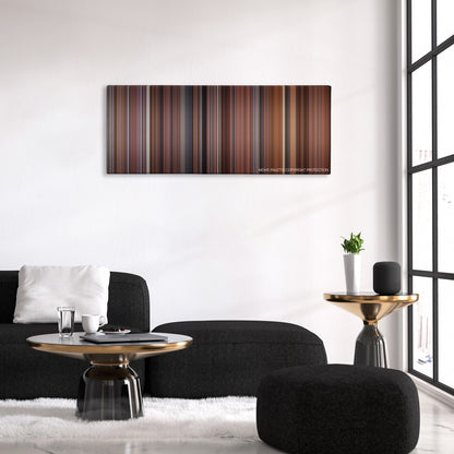 Hoosiers color palette canvas above a black sofa with a gold-topped table