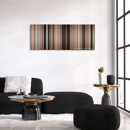 Fried Green Tomatoes color palette canvas above a black sofa with a gold-topped table
