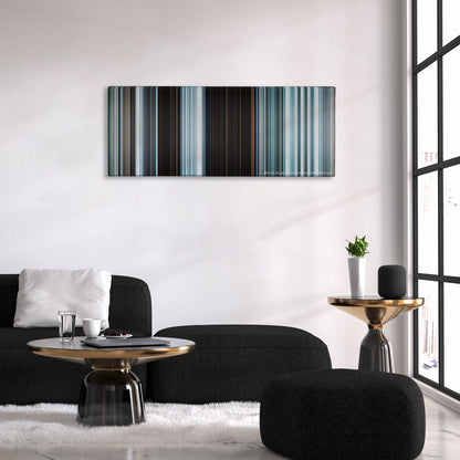 The Grey color palette canvas above a black sofa with a gold-topped table