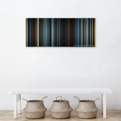 The Hunger Games: Mockingjay - Part 2 color palette canvas above a white bench with three woven baskets
