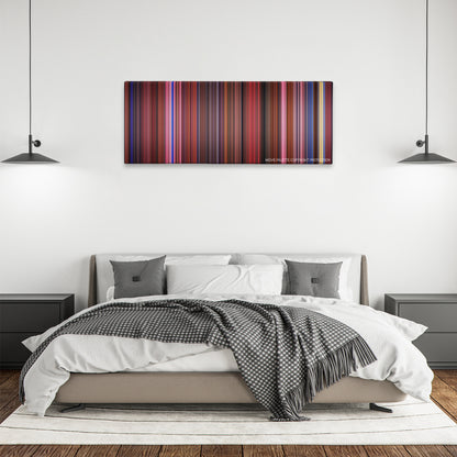 The Great Mouse Detective color palette canvas above a bed, between two black pendant lamps