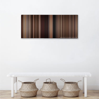 3:10 to Yuma color palette canvas above a white bench with three woven baskets