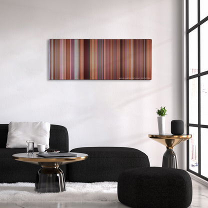 Dodgeball: A True Underdog Story color palette canvas above a black sofa with a gold-topped table