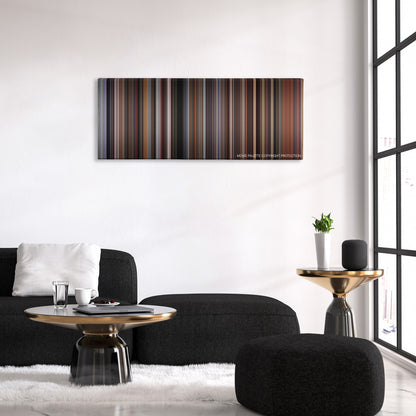 The Hurricane color palette canvas above a black sofa with a gold-topped table