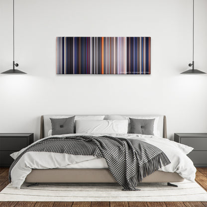 The Outsiders color palette canvas above a bed, between two black pendant lamps