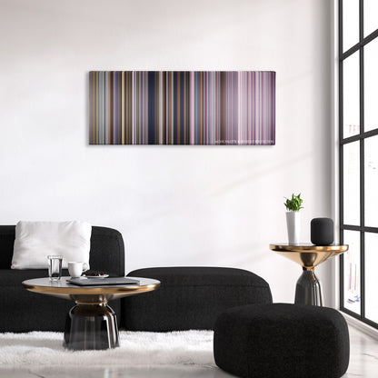 Miracle color palette canvas above a black sofa with a gold-topped table