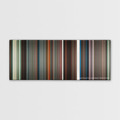 Alice in Wonderland color palette canvas print: thousands of thin vertical stripes of color