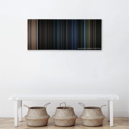 Quarantine color palette canvas above a white bench with three woven baskets