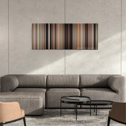 Fried Green Tomatoes color palette canvas on a concrete wall above a gray sectional sofa