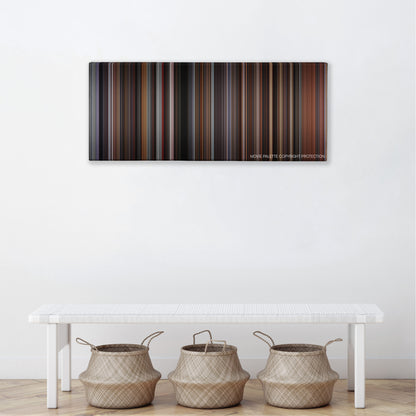 The Hurricane color palette canvas above a white bench with three woven baskets