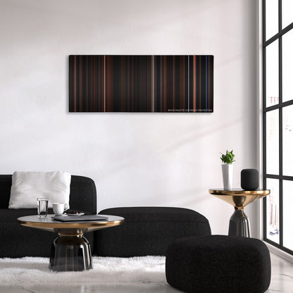 Interview with the Vampire: The Vampire Chronicles color palette canvas above a black sofa with a gold-topped table