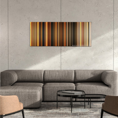 Fantastic Mr. Fox color palette canvas on a concrete wall above a gray sectional sofa