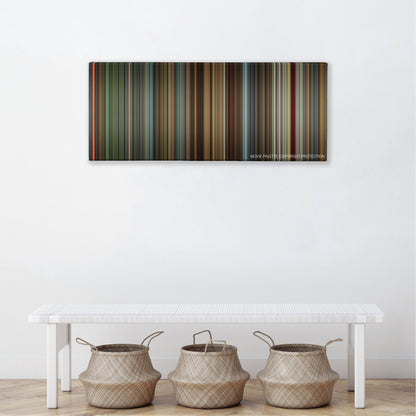 The Science of Sleep color palette canvas above a white bench with three woven baskets