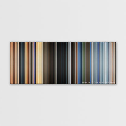 The Old Guard color palette canvas print: thousands of thin vertical stripes of color