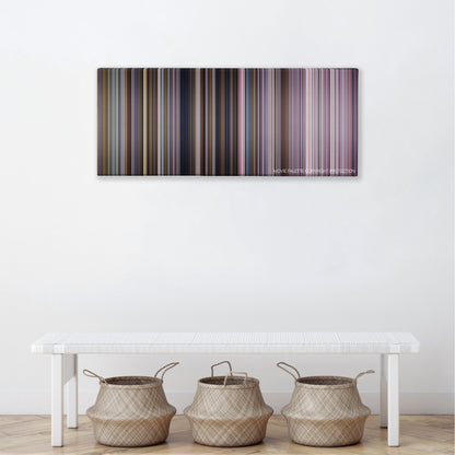 Miracle color palette canvas above a white bench with three woven baskets