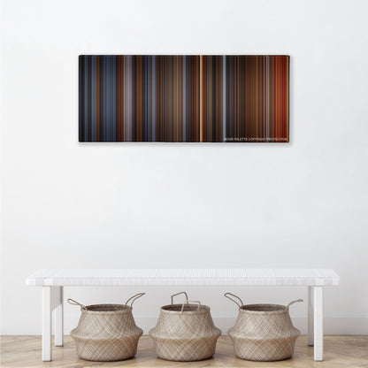 Alien3 color palette canvas above a white bench with three woven baskets