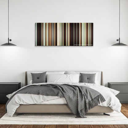Portrait of a Lady on Fire color palette canvas above a bed, between two black pendant lamps