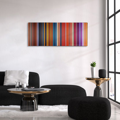 Brother Bear color palette canvas above a black sofa with a gold-topped table